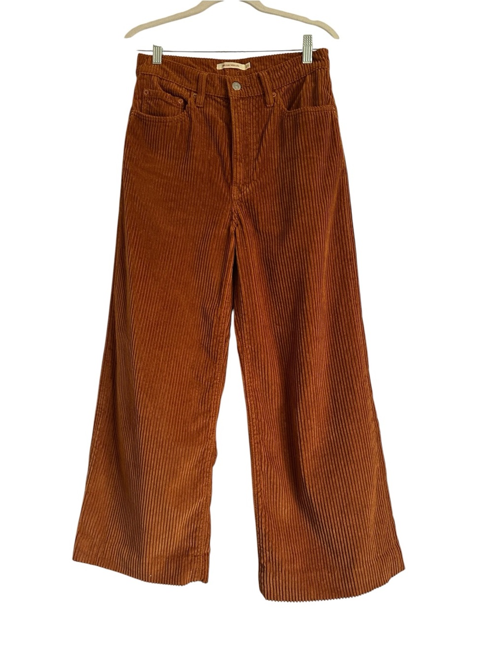 Levi’s Ribcage Wide Leg Corduroy Crop Pants Burnt Orange High Rise 27 - Picture 2 of 12